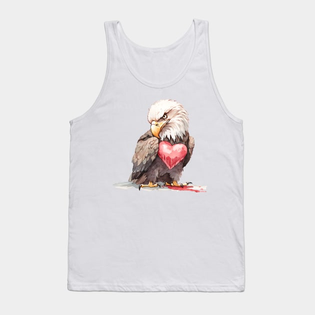 Valentine Bald Eagle Holding Heart Tank Top by Chromatic Fusion Studio
